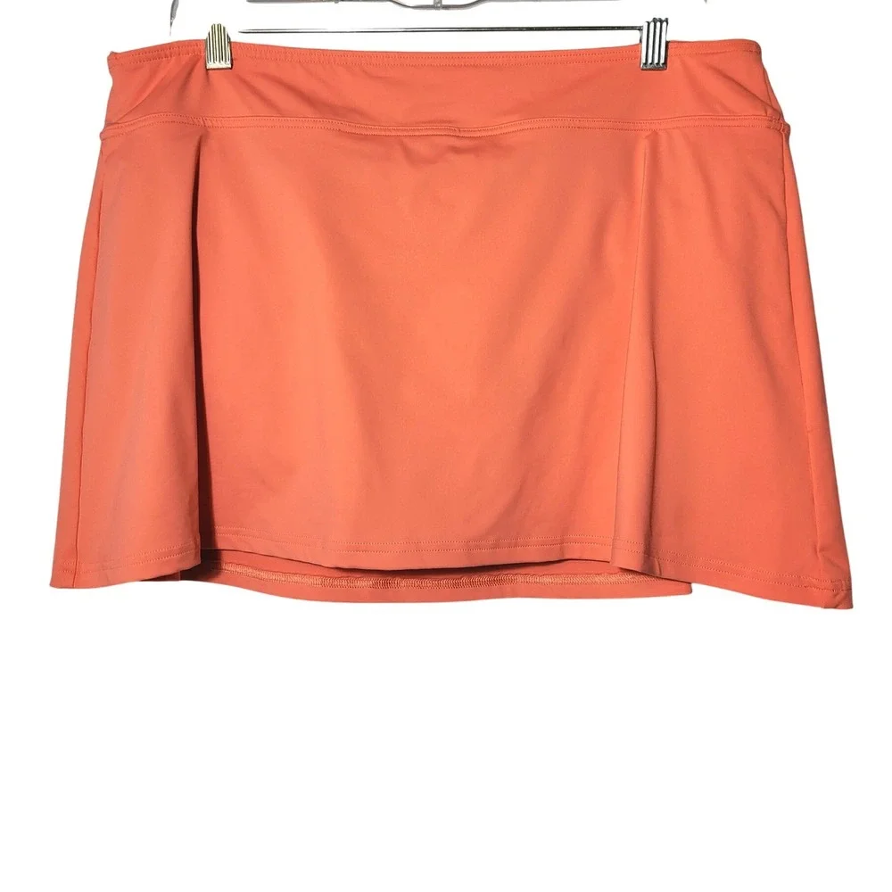 Lands End Womens Salmon Pink Swim Skirt Attached Brief Petite 14P